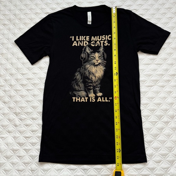 Original Art Cats & Music Soft Black Cute Funny Novelty Graphic T-shirt. Size XS - Picture 7 of 12